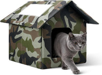 Outdoor Cat House Weatherproof, Large Feral Cat House for Winter - Camouflage / 14.17" x 13.78" x 15.35"