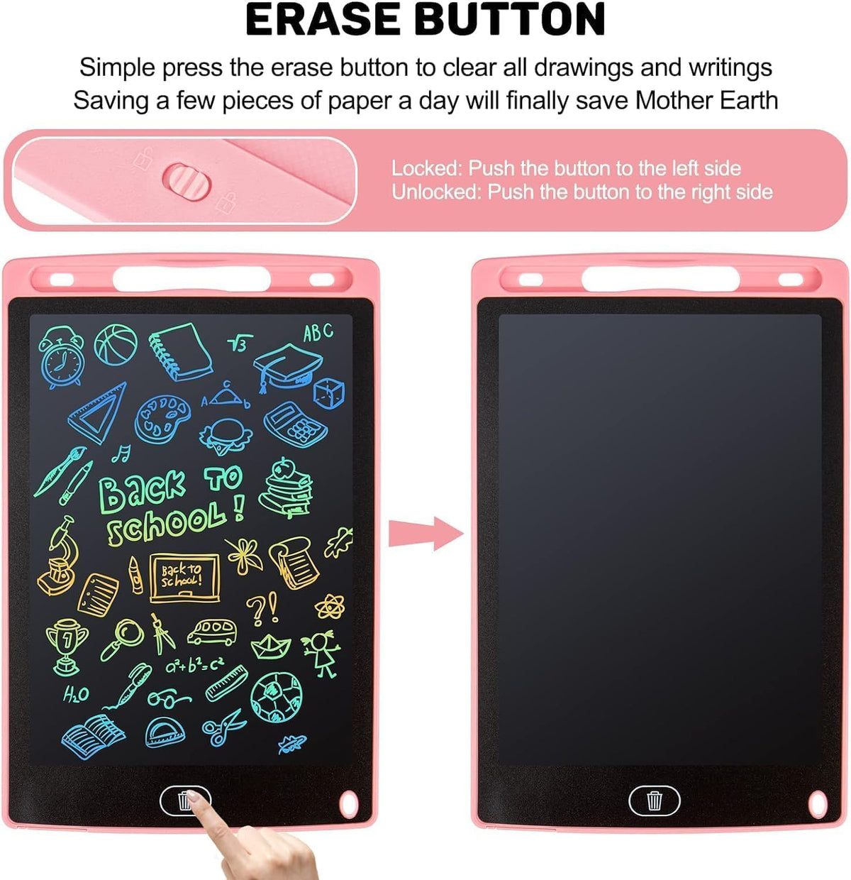 LCD Writing Tablet, Pink+Blue - 8.5 Inch - image 2