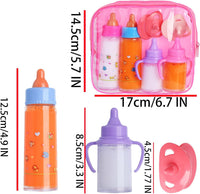 Beem Jun pink baby doll bottles and pacifiers set in a clear zippered bag - view 18