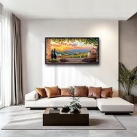 Large Sunrise Landscape Wall Art for Living Room, Sunset Scenery Canvas Oversized Wall Decor for Dining Room, Farmhouse Framed Pictures Painting Print Artwork for Bedroom Office 60L" x 30W"