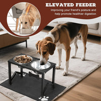 Elevated Dog Bowls, Metal Raised Dog Bowl Stand with 2 Thick 58oz Stainless Steel Food Bowls - Black-58oz x 2 / Height: 11.8" - image 2