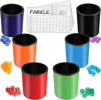 Zhanmai Farkle dice cup set with six PU leather cups, colorful dice and scorecards