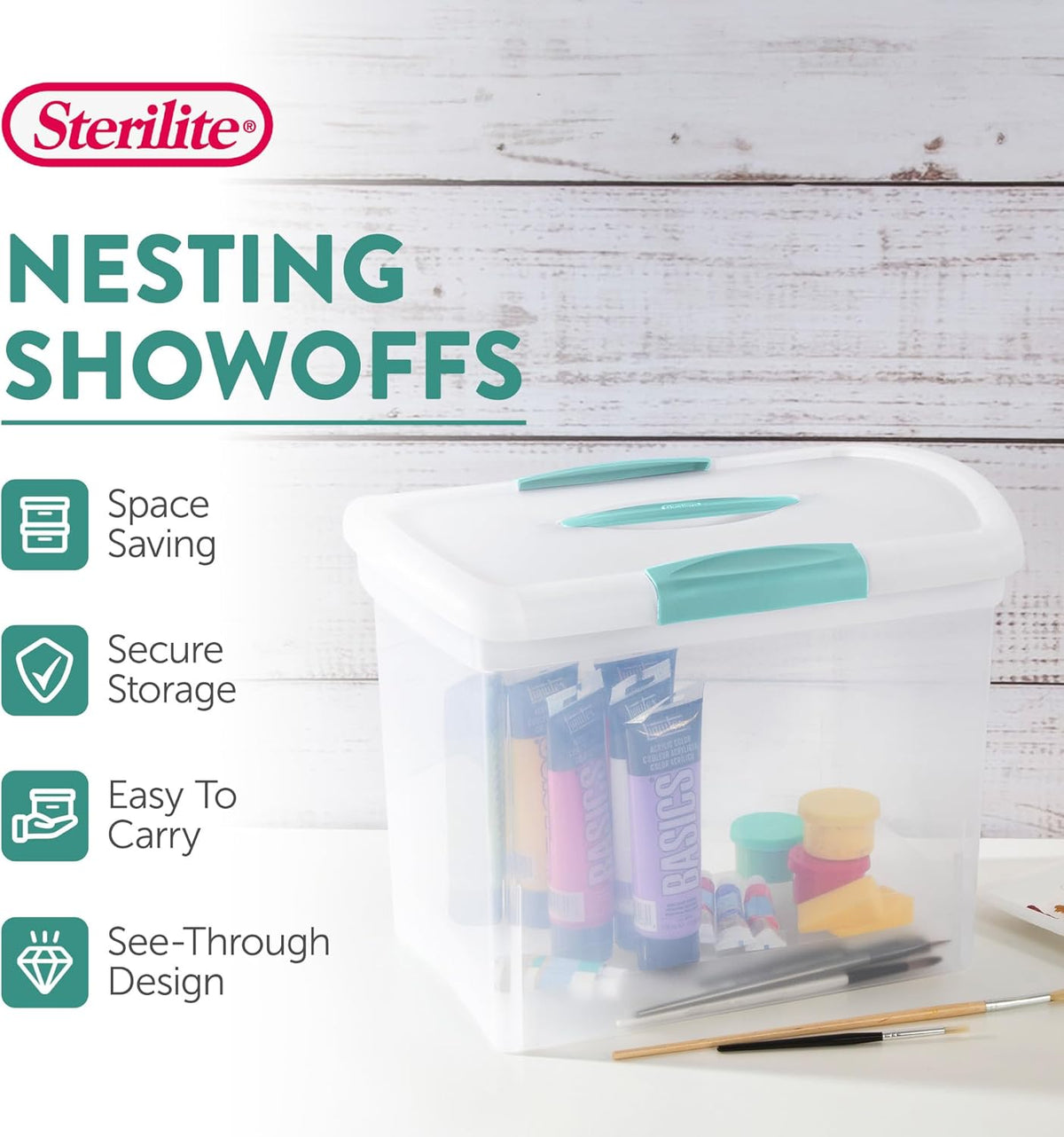 Sterilite Large Nesting ShowOffs, Clear Bin w/Latch Lid & Handle - Large / 6 Pack - image 4