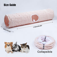 Luxurious Cat Tunnel,43" Straight Cat Tunnel Toys with Balls for Indoor,Collapsible Peekaboo Cave - Pink Stripe - image 3
