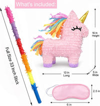 GIFTEXPRESS 16" Pink Unicorn Pinata with 33 Inch Pinata Stick - image 2