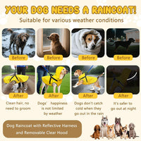 Dog Raincoat: Dog Rain Jacket with Reflective Harness & Removable Hood - Large - image 3