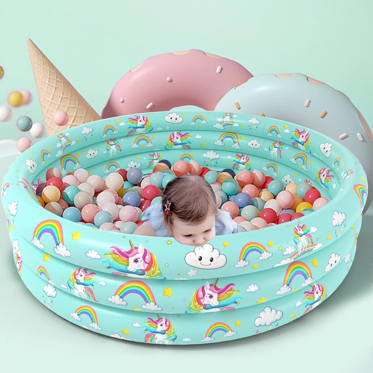 Jasonwell Inflatable Baby Kiddie Pool - 59" Unicorn - image 2