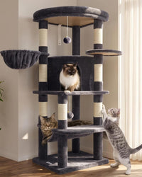 Globlazer Corner Stable Cat Tree Tower with Scratching Post, C51 - 51inch / Dark Gray