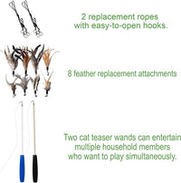 Cat Toys - No Chemical Dyeing Cat Feather Toys for Indoor Cats - Include Cat Wand and Natural Feather Refills
