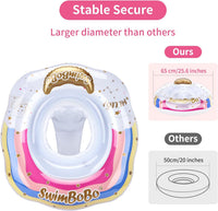 Inflatable Baby Swimming Float with Safety Seat Fun Swimming Pool - Rainbow - image 2