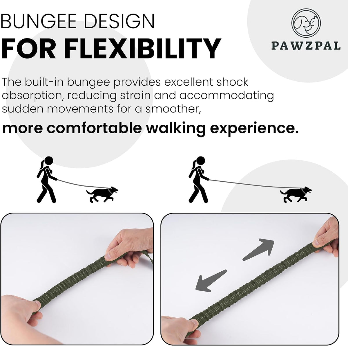 Hands Free Dog Leash, Waist & Crossbody 2-in-1 for Jogging & Hiking – Essentials for Dogs - Olive Green / Large (8–10FT) - image 4