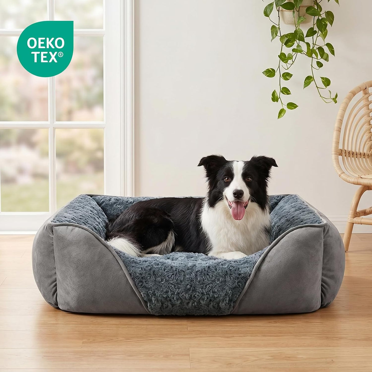 Rectangle Washable Orthopedic Dog Bed for Small - M(25"x 21"x 8") / Grey - image 4