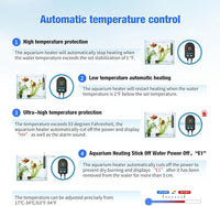 Submersible Aquarium Heater 100W/200W/300W/500W, Fish Tank Heater with high-Temperature Protection and Turtle Tank Heater with Automatic Power-Off When Leaving seawater or Freshwater.