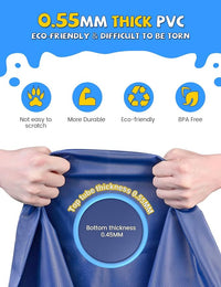 VISTOP Non-Slip Splash Pad for Kids and Dog, Thicken Sprinkler Pool Summer Outdoor Water Toys - Fun Backyard Fountain Play Mat for Baby Girls Boys Children or Pet Dog (97 inch, Blue&Blue)