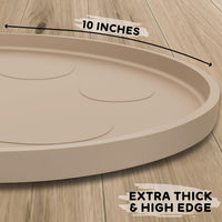 Dog Food Mat - Raised Edges Dogs Mat for Food and Water Prevent Spill, Waterproof Cat Food Mats - 10" Round / Beige - image 2