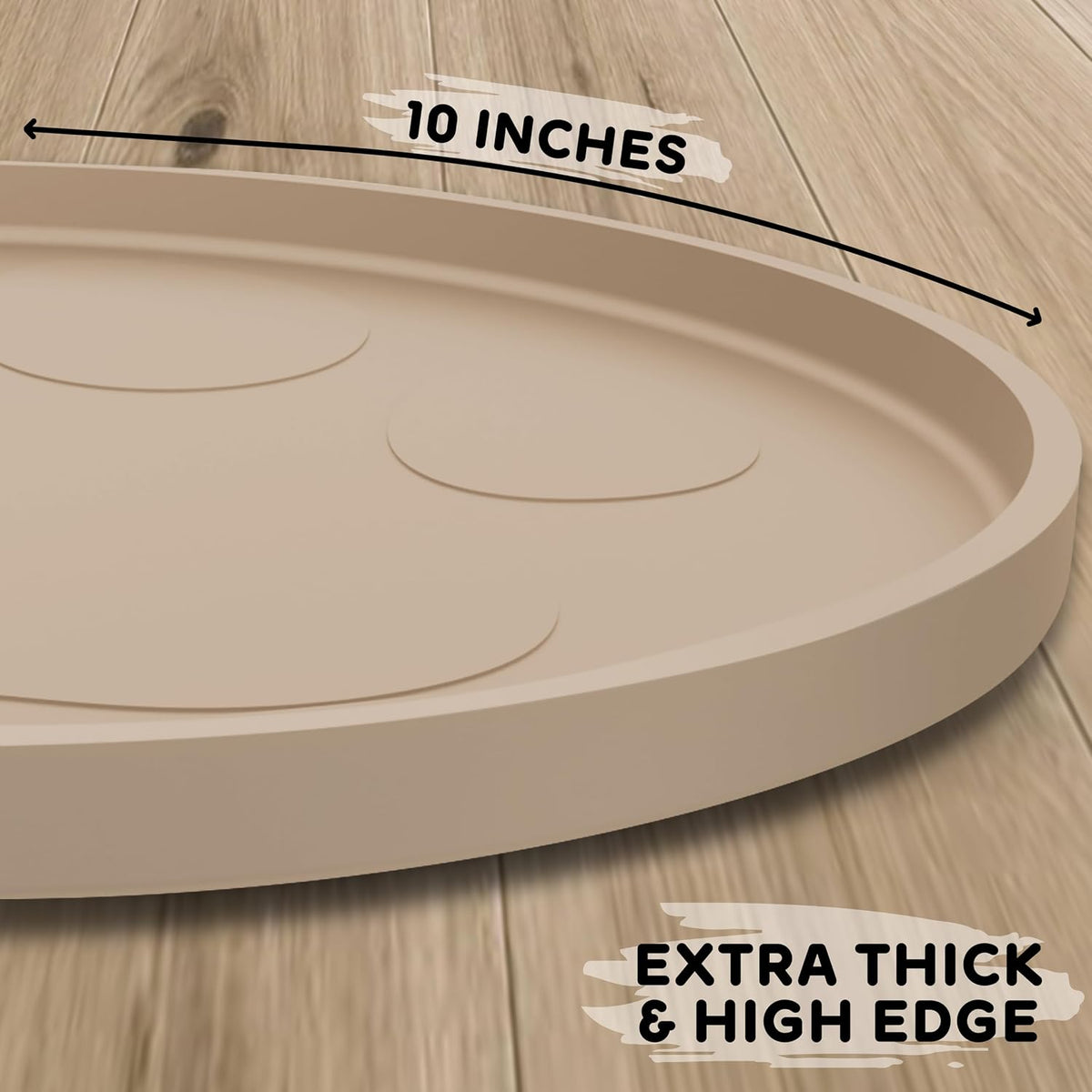 Dog Food Mat - Raised Edges Dogs Mat for Food and Water Prevent Spill, Waterproof Cat Food Mats - 10" Round / Beige - image 2