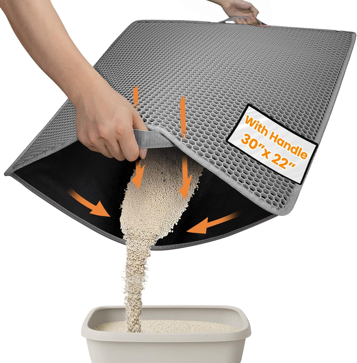 Cat Litter Mat Compact Size 23.6"x14.6" for Small Spaces - Gray / 30" x 22" (1 Pack)