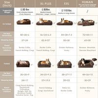 EHEYCIGA Foldable XXL Dog Bed, Faux Fur Fluffy Pet Couch Bed for Extra Large Dogs, Orthopedic Calming Memory Foam Big Pet Bed, Washable Soft Pet Sofa Bed with Non-Slip Bottom, Brown, 54"x38"x7.5"