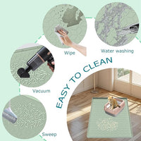 Cat Litter Mat, Silicone Large Cat Mat for Litter Box - 34x22 in, Waterproof & Non-Slip, Durable & Easy Clean, Green
