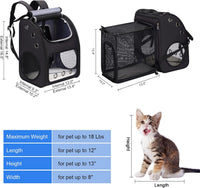 Expandable Cat Backpack Carrier for Small Cats/Dogs Airline Approved – Essentials for Dogs - Black-Standard - image 2