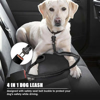 4-6FT Heavy Duty Dog Leashes for Large Dogs, Shock Absorbing Bungee Tactical Leash with 2 Padded Handle, Car Seatbelt and Metal Carabiner Clip, Strong No Pull Dog Leash for Medium