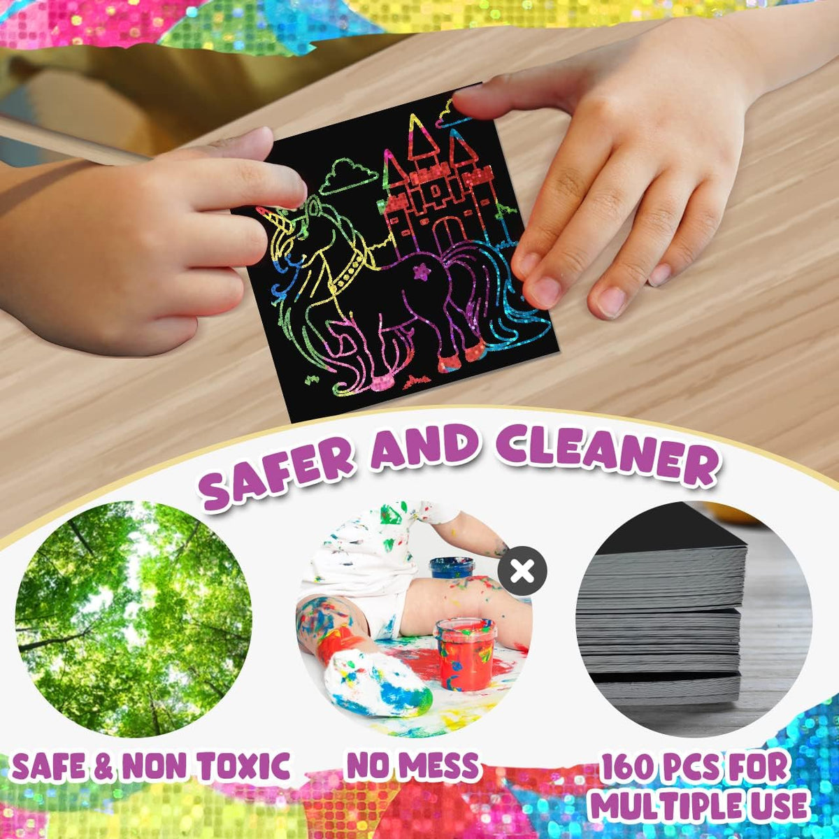 ZMLM 165 Rainbow Scratch Paper Art Mini Notes - Rainbow Holographic - image 4