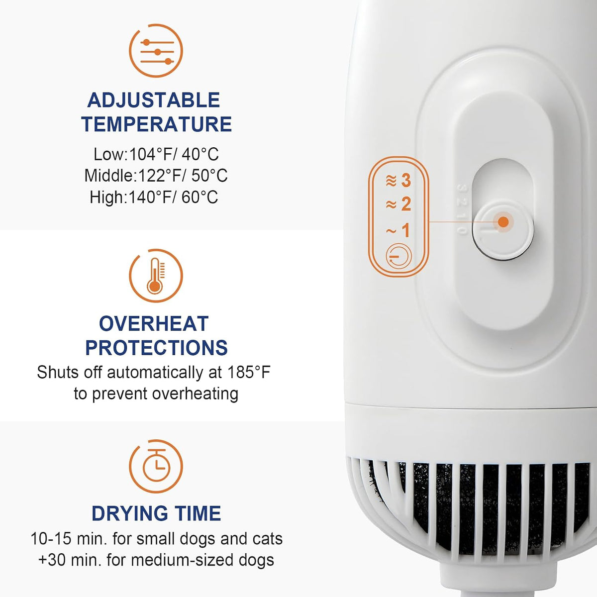 3-in-1 Pet Hair Dryer & Slicker Brush for Dogs & Cats, Portable - blue - image 4