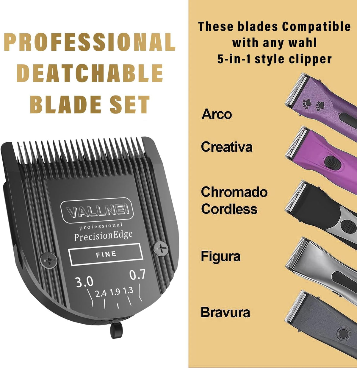 3-Pack 5-in-1 Replacement Blade Compatible with Wahl Animal Bravura - Black / 2 Pack - image 4