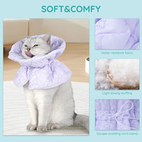 Cat Recovery Collar, Soft Adjustable Cat Cone Alternative, Lightweight Waterproof Fasteners Collars for Cats Kittens Puppies, After Surgery Stop Licking and Daily Use (Purple, M(Neck7.9-13.8"))