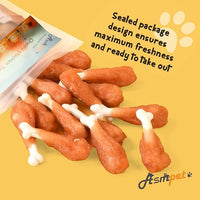ASMPET Dog Treats Chews Rawhide Free Real Chicken Calcium Bone Snacks, Teeth Clean Breath Fresh Dog Training Treats