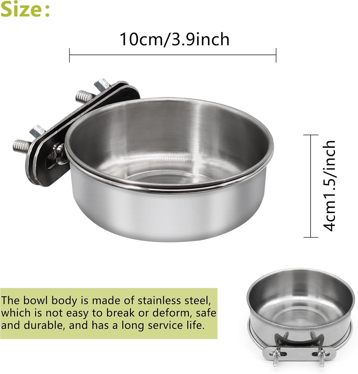 Large Bird Feeding Dish Cups with Clamp Holder - Small / 2 Pack - image 2
