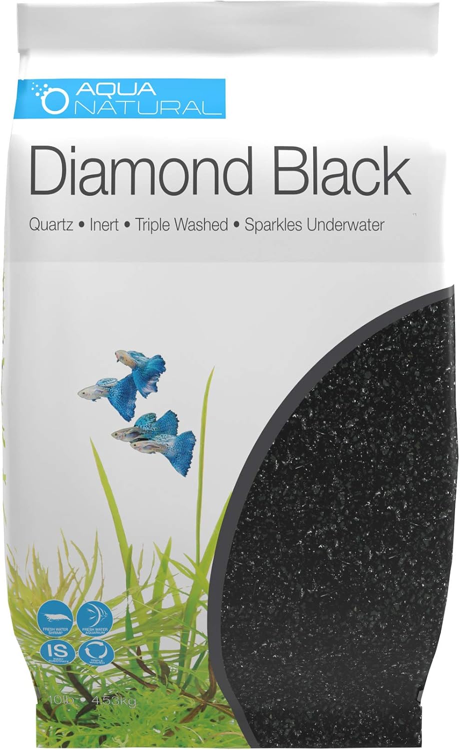 Aqua Natural Aquarium Substrate, Diamond Black Fine Gravel - 10LB