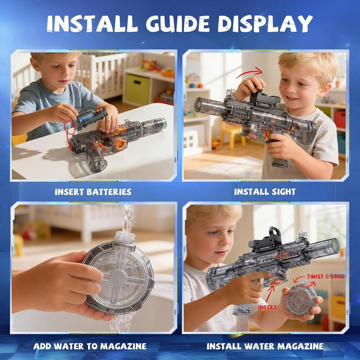 BESIBY electric water gun with transforming body, flashing lights and 400ML tank - view 16