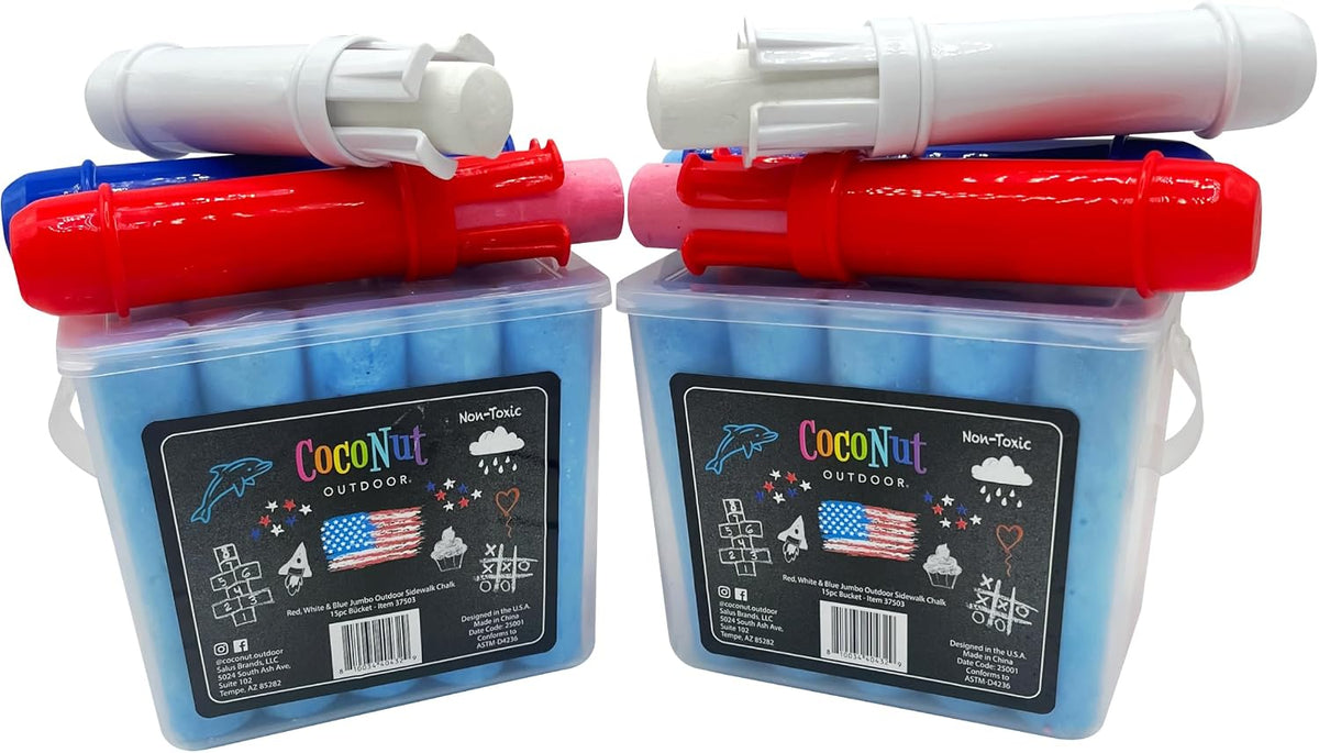 CocoNut Outdoor jumbo sidewalk chalk bucket with 40 thick chalk sticks in 7 colors - view 15