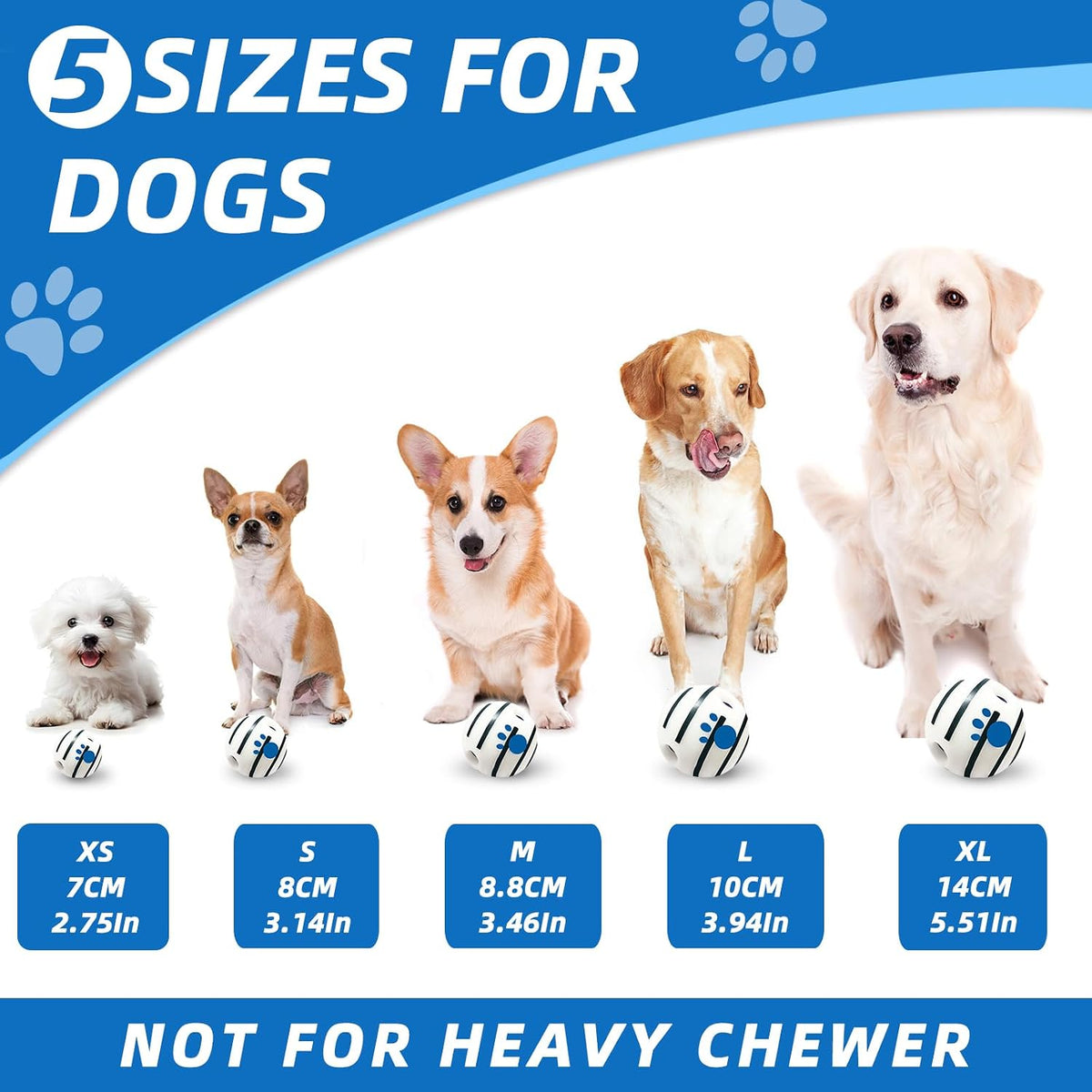 Dog Toys Ball, Interactive, M - Classic / Glow L 3.94 in (10 cm) - image 4