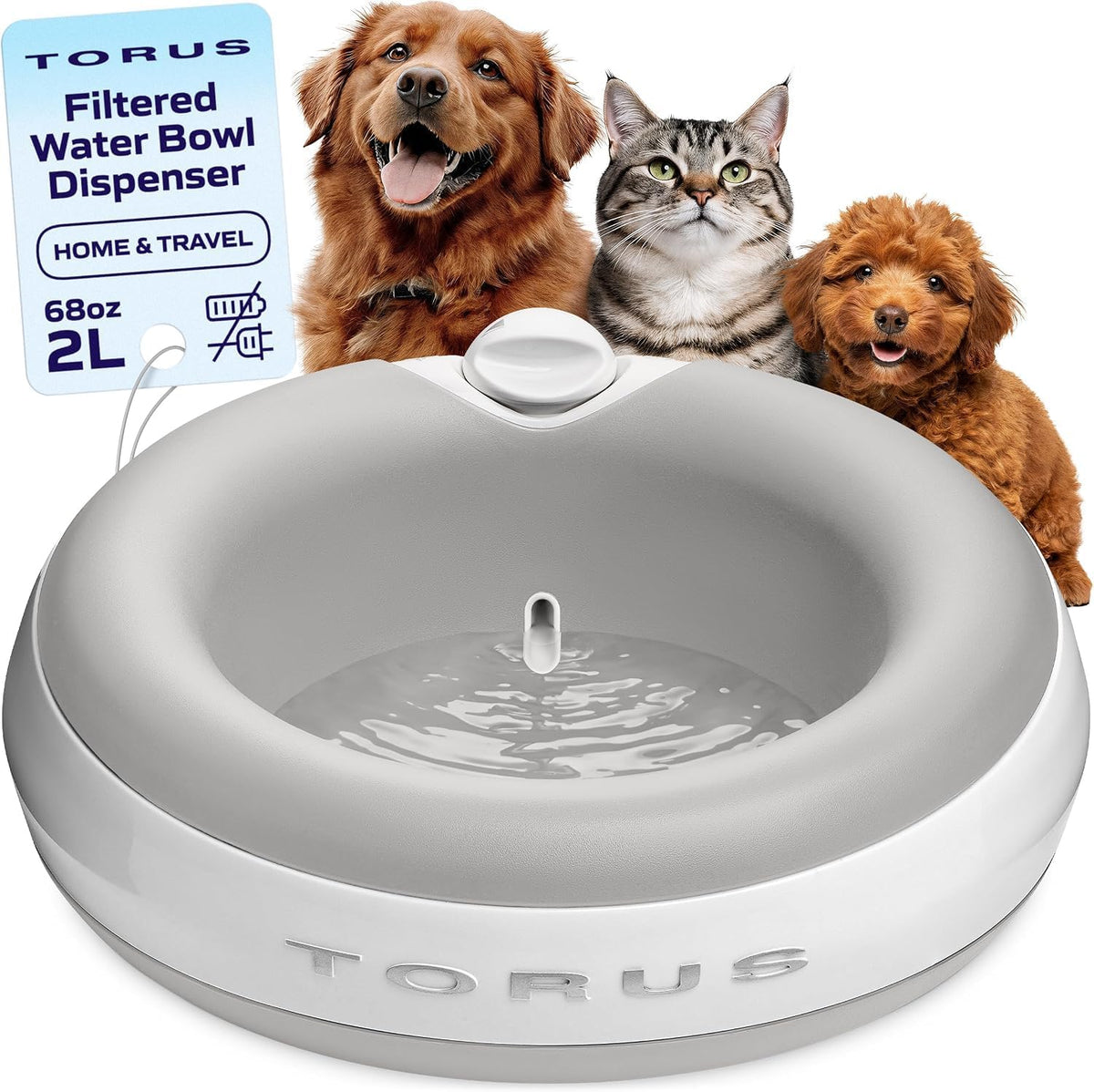 Filtered Portable Dog Water Dispenser - Barkwood Beige Maxi + (6-Pack) Filters / Maxi (68 oz / 2L) / Hydration Kits - image 2