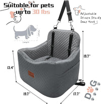 Dog Booster Car Seat for Dogs under 35lbs,Elevated Pets Seat with Safety Strap,Ultra Soft Fabric and Memory Foam Car Dog Bed,Safety,Comfy,Non-Slip&Washable Carseat Cushion for Travel,Cars,SUV.(H-Grey)