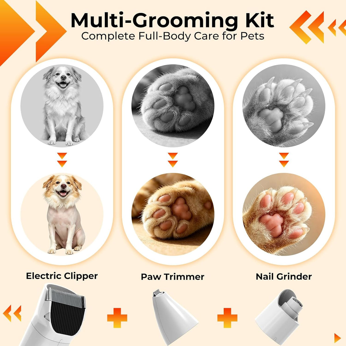 Dog Grooming Vacuum Kit with Clippers, 12000Pa Strong Suction - Gray - image 3
