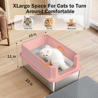 Stainless Steel Litter Box - Pink / XL - image 4
