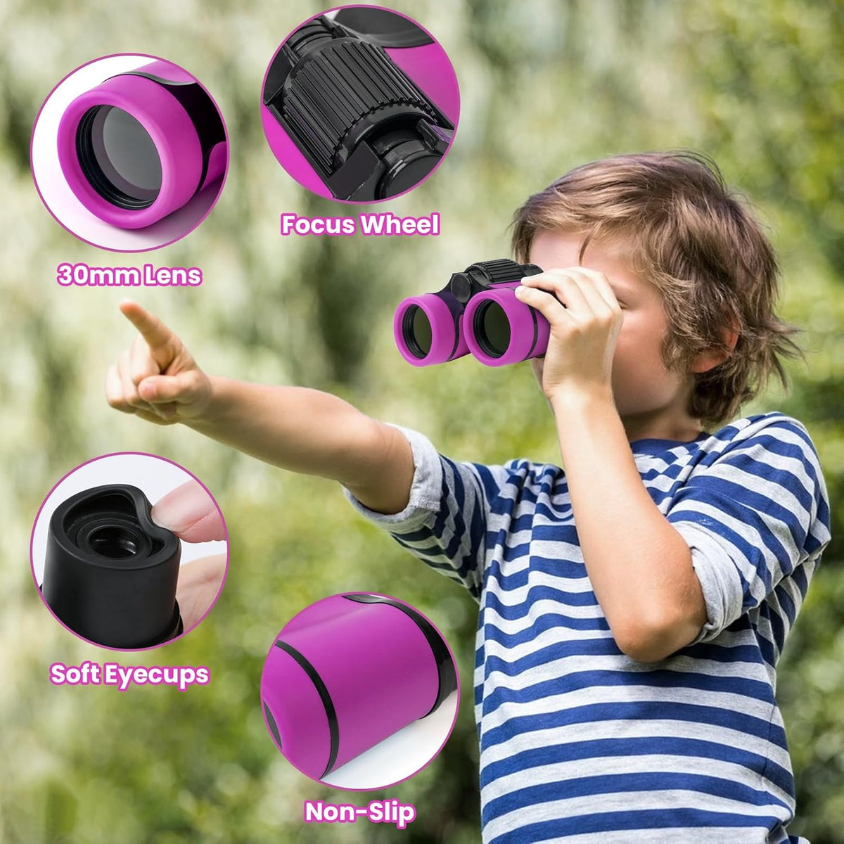 Dr. Anison kids binoculars set in blue with canvas bag and neck strap - view 19