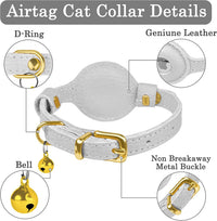 OOPSDOGGY Leather AirTag Cat Collar with Bell - White - image 3