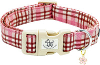 Elegant little tail Dog Collar - Pink Plaid / Small (Pack of 1)