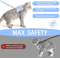 Tensho Pink Bow Cat Harness and Leash Set, Escape Proof - Blue Bow / S - image 3