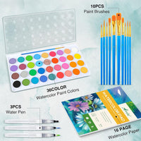 AROIC Watercolor Paint Set - 36 Watercolors + 10 Brushes (65 Pieces) - image 2