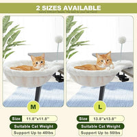 PAWZ Road Cat Bed for Desk with Interactive Plush Ball, 12 Inches in Diameter,Space-Saving Cat Desk Bed, White Cats Hammock for Table Supports Up to 40lbs, Medium