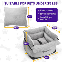 BurgeonNest Dog Car Seat for Small Dogs up to 25 lbs Grey – Essentials for Dogs - Grey Black - image 2