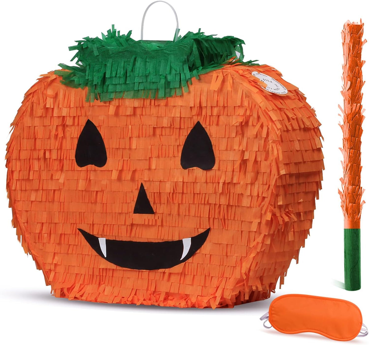 EnriQ Halloween pumpkin pinata in bright tissue paper, 17 x 13 inches - view 2