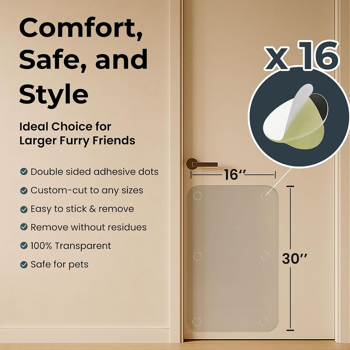 Heavy Duty Door Protector from Dog Scratching 16 x 30'' Transparent - 1 Pack / 16 x 30'' - image 2
