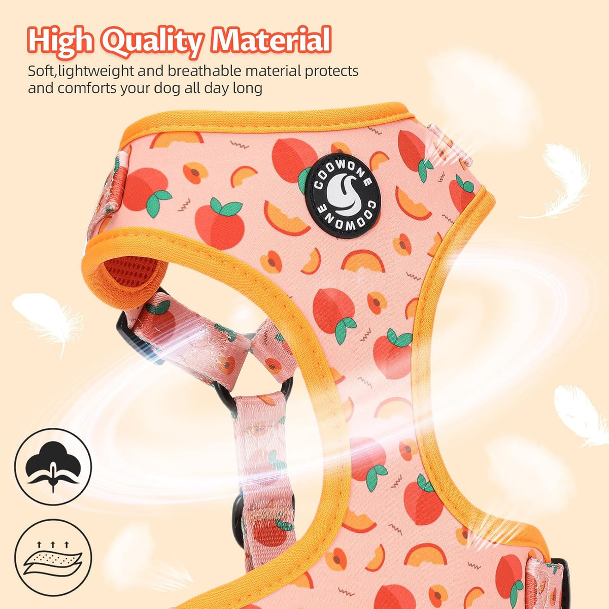 Dog Harness and Leash Set, Adjustable Dog Harness, Dog Leash - Peach / XS(Chest 9.9 - 13.5", Neck 7.8 - 10.2") - image 3