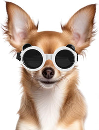 Dog Goggles for Small Breed UV/Wind/Dust Protection Puppy Sunglasses with Adjustable Strap - White